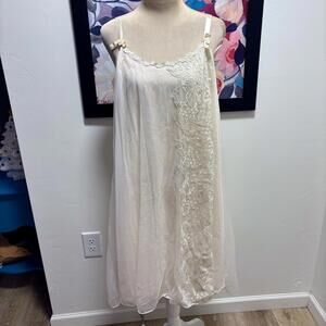 Vintage 1950's Van Raalte Chiffon Lace Ivory Nightie L